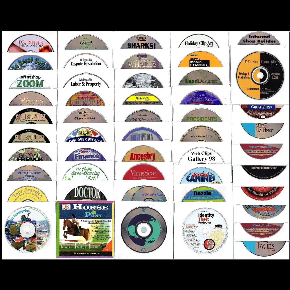 50 MISC CD-ROM LOT2 - PC Software Lot CLEARANCE - NEW or LIKE NEW in Sleeves